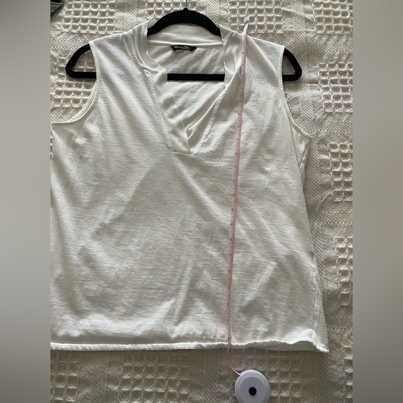 Massimo Dutti Classic Basic Sleeveless Shirt Top V-neck - Picture 3 of 5